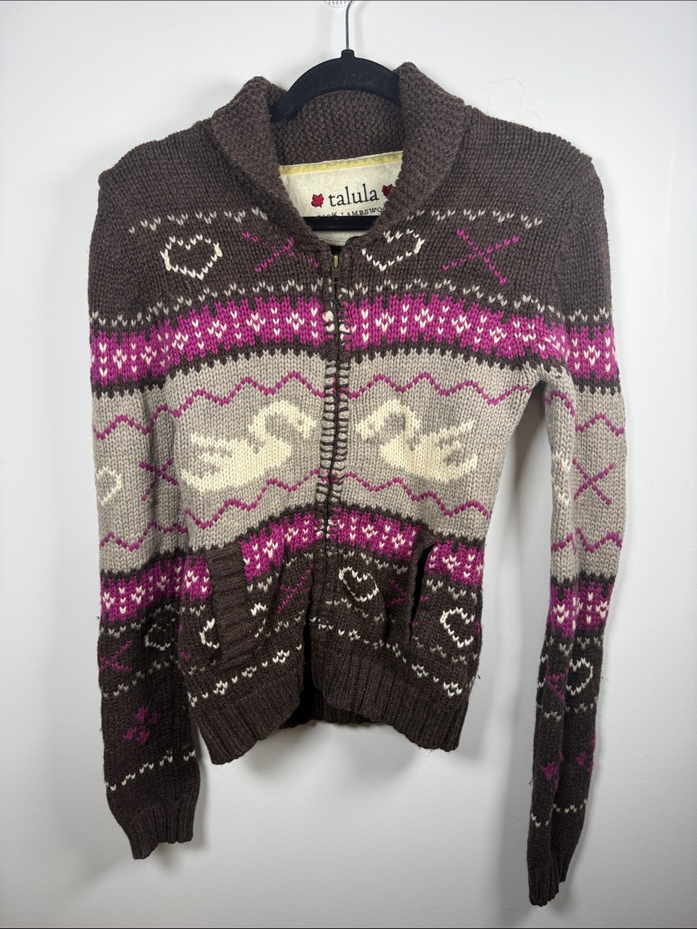 TALULA | Y2K Vintage Fair Isle 100% Wool Knit Zip Size M AS IS
